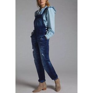 Anthropologie Pilcro  Velvet The Wanderer Overalls Size 27 Blue Distressed $160